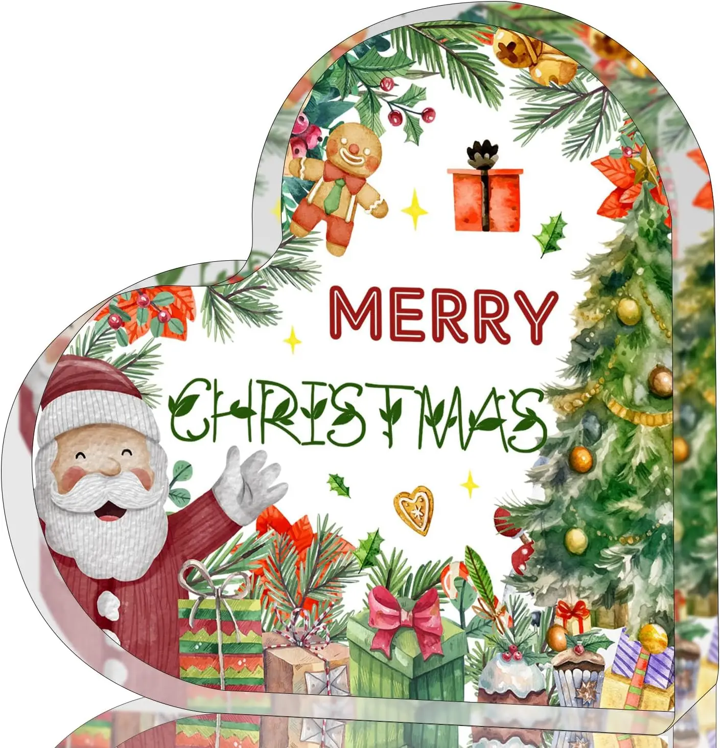 Acrylic Heart Sign Chirstmas Decorations Christmas Gifts Merry Christmas Tabletop Decorations Acrylic Heart Shaped Christmas Decor for Table,Office Desk,Tiered Tray,Mantle