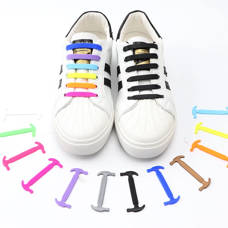 

men and women sneakers No tie Solid color shoelaces Silicone elastic shoelaces Shoe accessories Suitable for all shoes 12pcs/lot