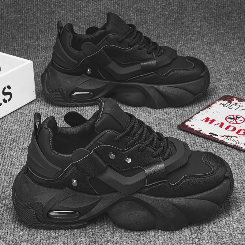 Men's Leisure Sports Shoes with Thick Soles and Low Upper Lacing Style Wear-Resistant Soles Are Comfortable and Non-Skid Suitabl