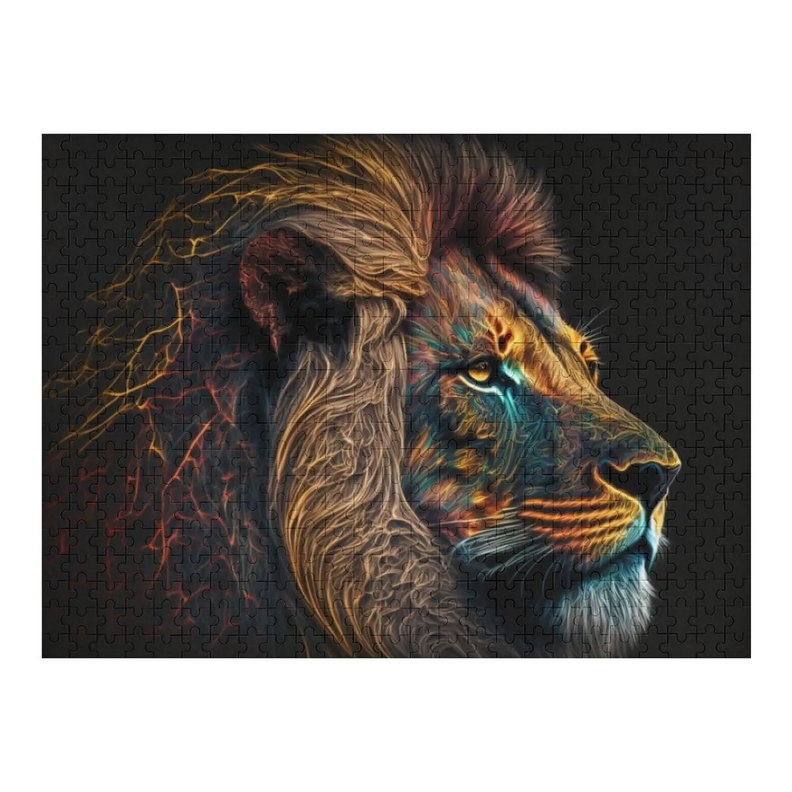 

Neon Lion Jigsaw Puzzle Personalized Toys Wooden Name Custom Personalized Puzzle