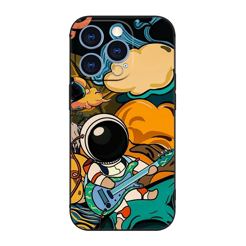Cartoon Space Astronaut Black Phone Case For Honor 200 90 Lite X7B X6 X8B X6A X6S X7A X8A X9A X9B X5 Plus 70 20Pro 10Lite Cover image 6
