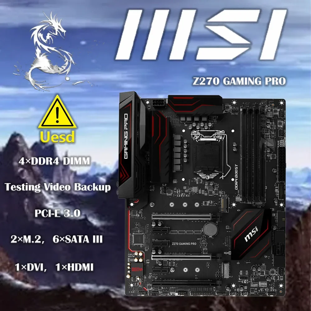 MSI Z270 GAMING pro Motherboard LGA 1151 DDR4 USB3.1 HDMI DVI 64GB Desktop ATX Mainboard for Gaming And Multimedia