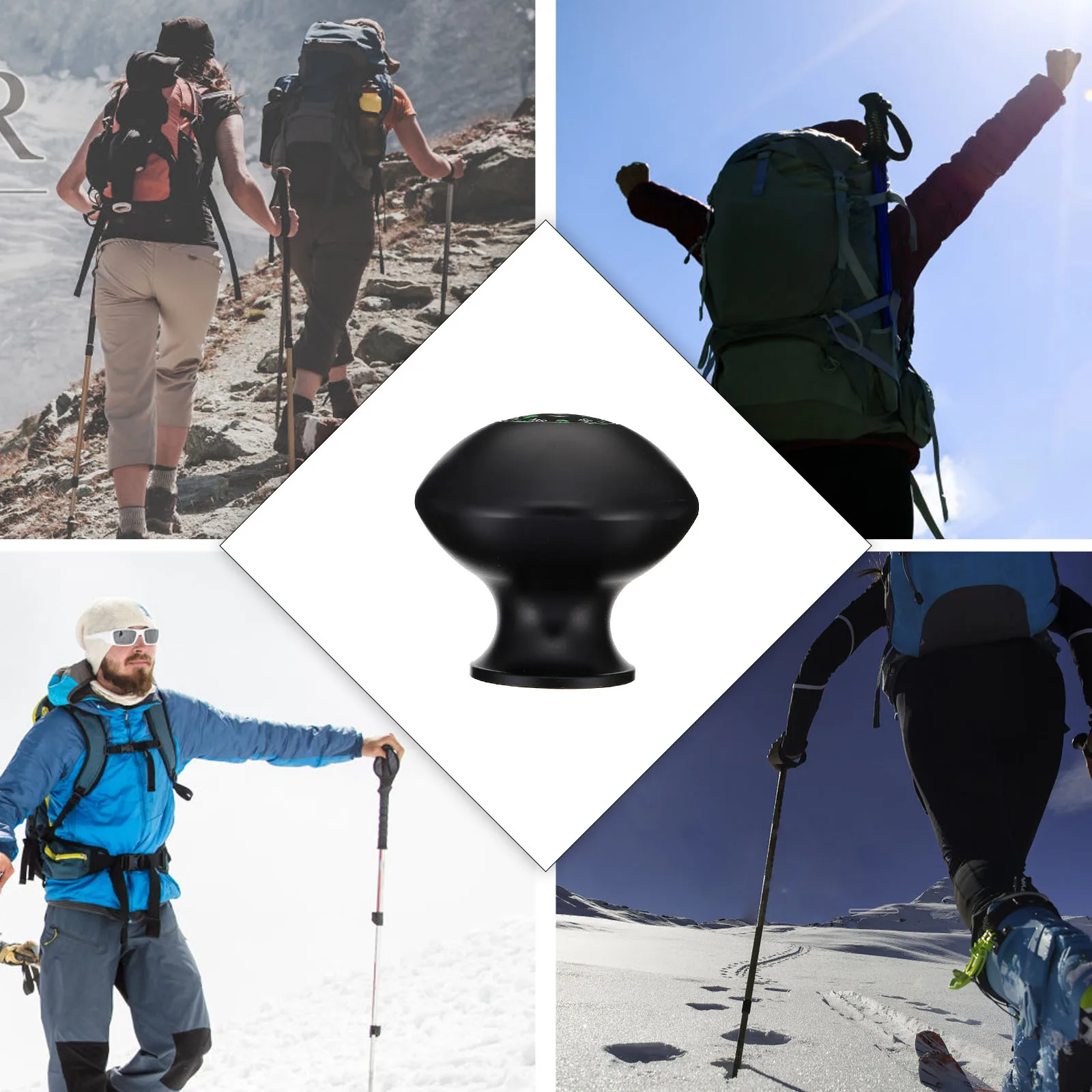 

1pc Aluminum Trekking Pole Head Cover with Compass Lightweight Durable Hiking Accessory for Outdoor Walking Sticks Climbing Gear