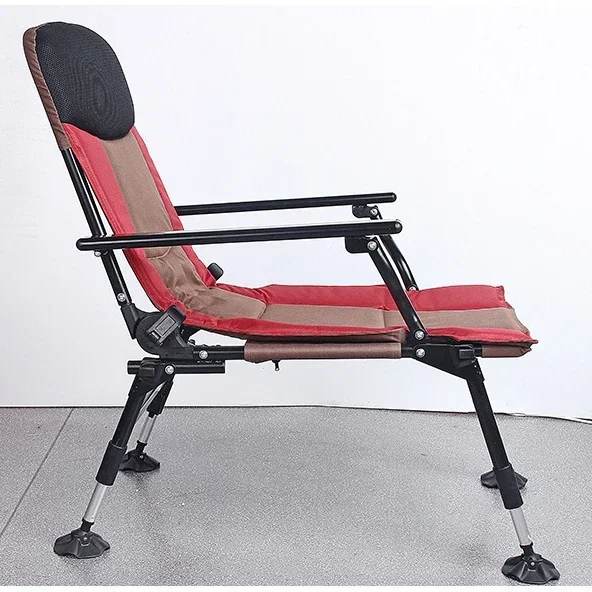 Chaise pliante inclinable avec pieds réglables, chaise de camping, pêche à la carpe en plein air, offre spéciale