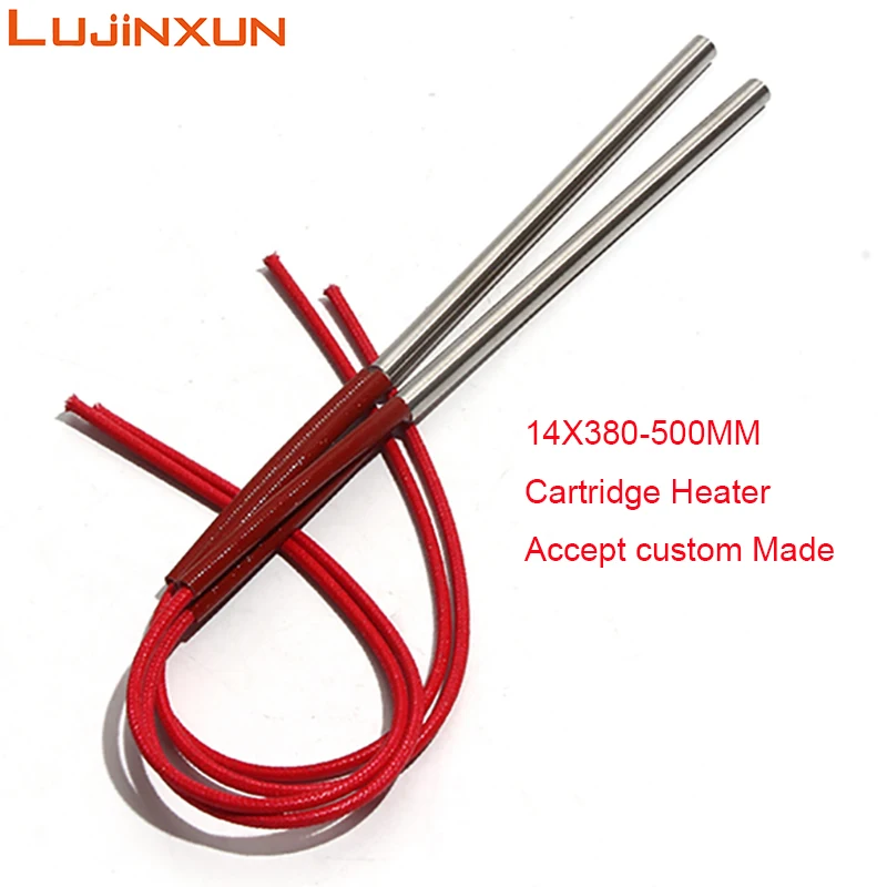 LUJINXUN 14mm×380mm-500mm Cylindrical Cartridge Heaters 1300W-1700W for Heating Applications 110V/220V/380V 2pcs/lot