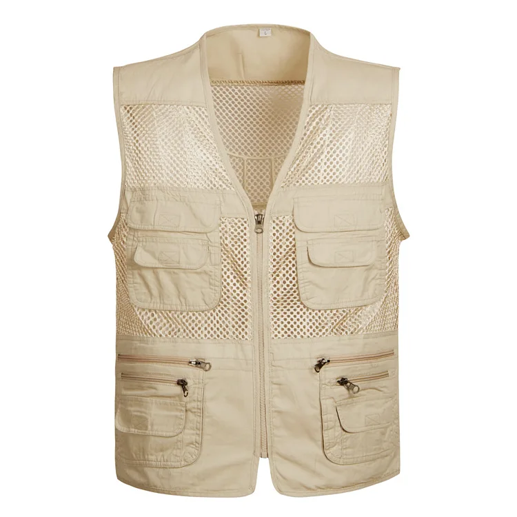 Outdoor Summer Fishing Vest Jackets Men Multi Pockets Travel Sleeveless Jackets