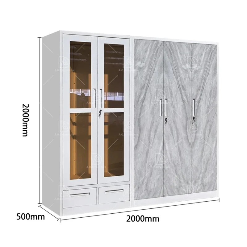 custom.Modern Metal Wardrobe with 5 Lockable Design Drawers & Hanger-Eco-Friendly Durable Bedroom Storage