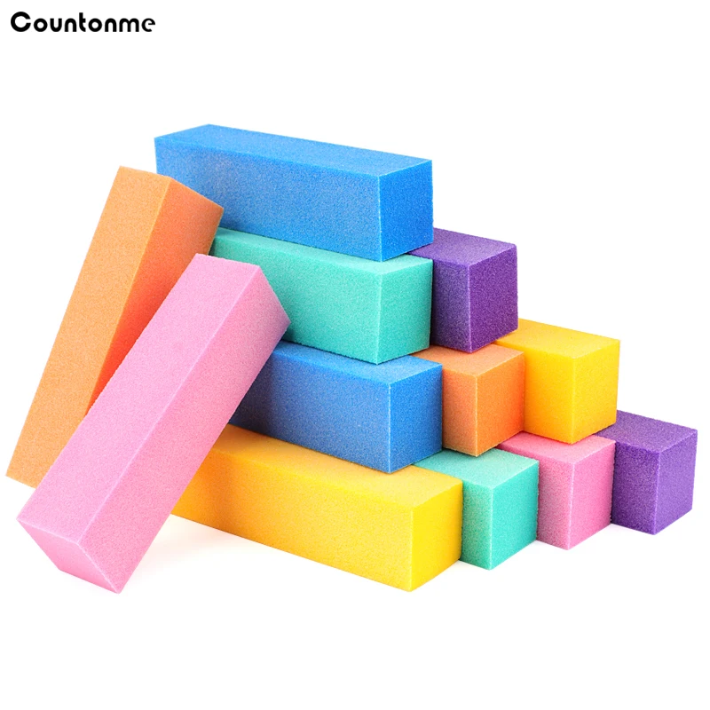 2/10 Pcs 4 Sides Sponge Nail Buffer Blocks Multi-Color High Elastic Foam Rectangle Nail Buffers for Nail Surface Polishing