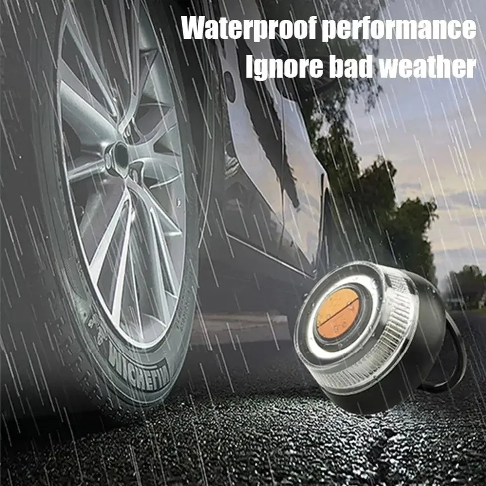 

Автомобильный аварийный фонарь с обзором 360 градусов, 2 режима освещения, на батарейках, стробоскоп, мигающий предупреждающий свет, водонепроницаемый