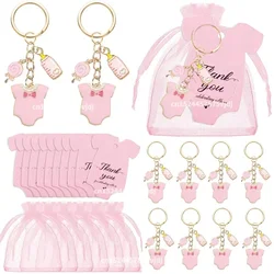 12 Set Baby Shower Favors Guests Footprint Christening Baptism Party Gifts Girls Birthday Thank You Tags Organza Bags