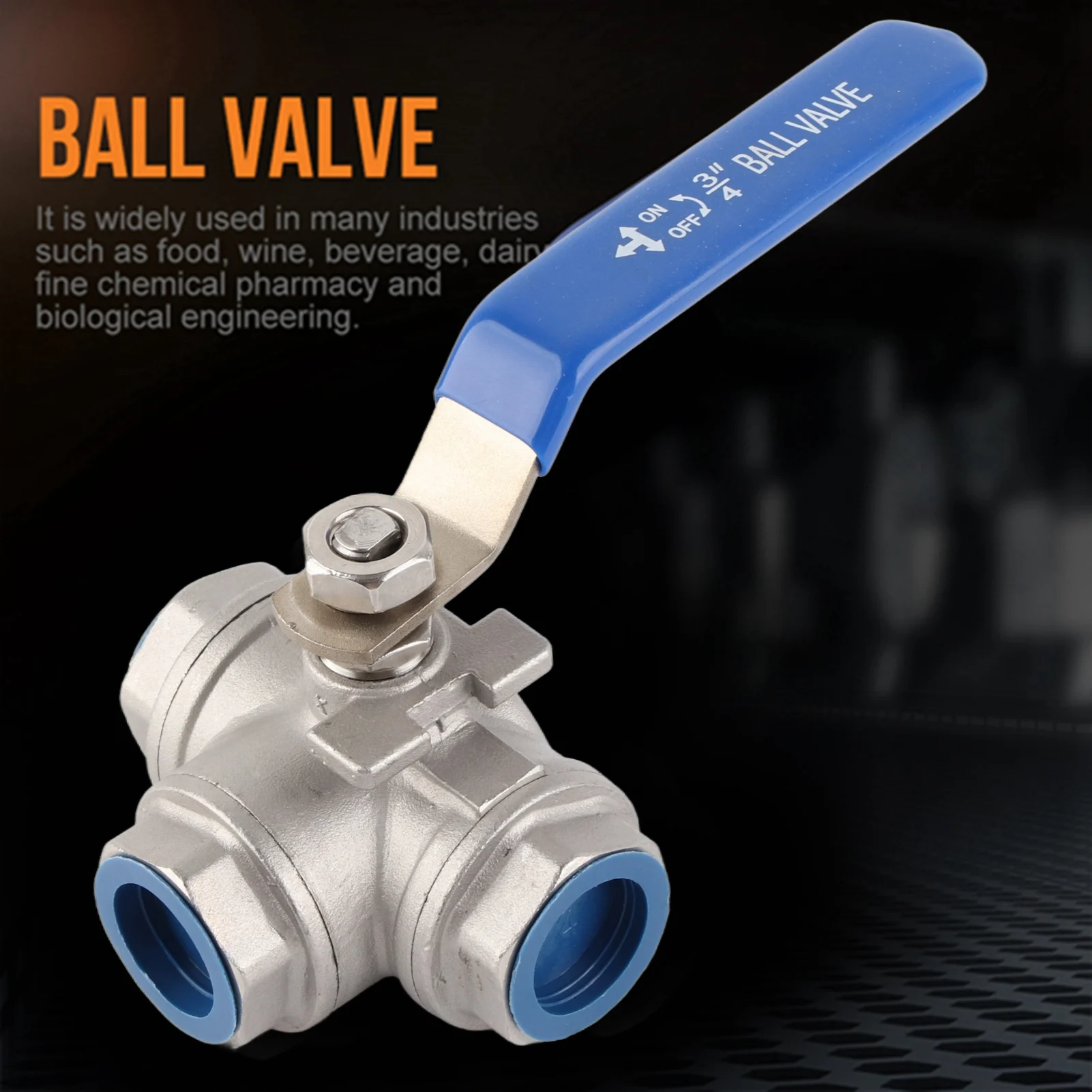 Stainless Steel SUS304 Pipe Ball Valve Three Way T Type Female Thread 3/4