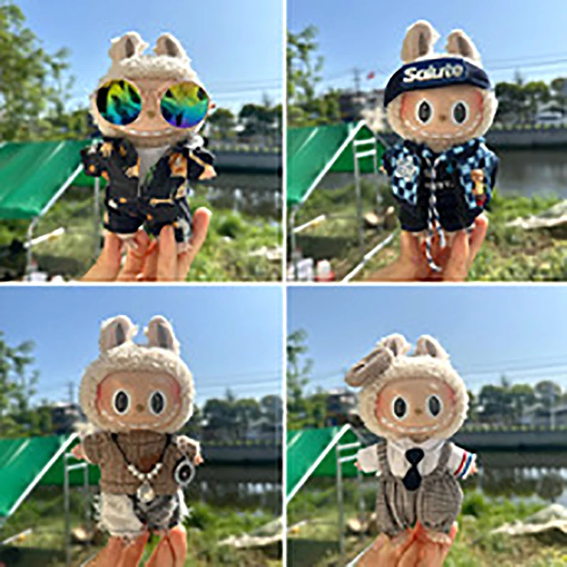 1 Set Outfit Accessories For Labubu Idol Dolls Sweater Pants Clothing DIY Kid Gift 17cm Cute Mini Plush Doll's Clothes