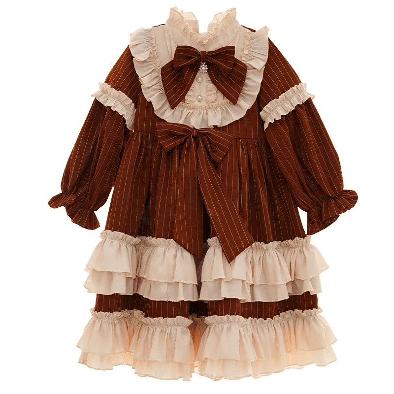 Dress for Girls Baby Autumn Winter Lolita Girl Kawaii Wedding Dress Ball Gown Striped Princess Party Vestidos Dress for Girls