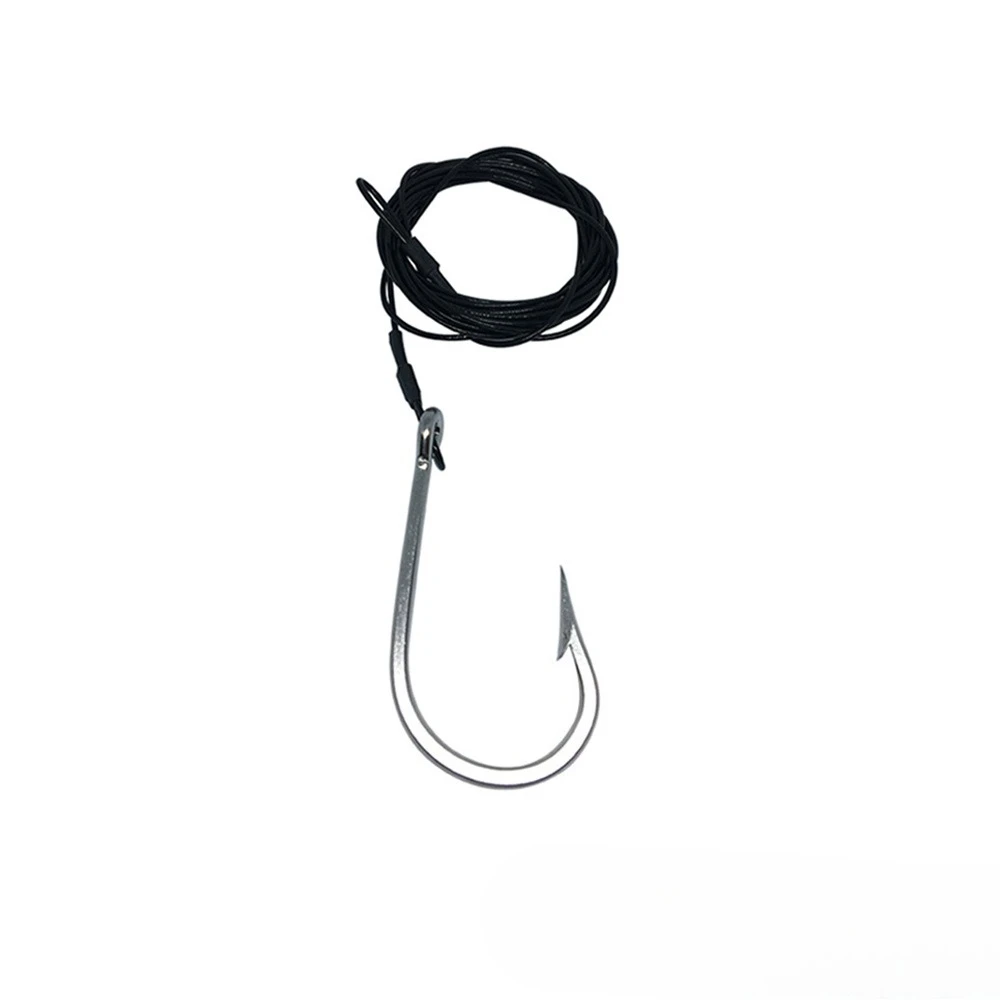 

1pc Sea Fishing 400LB Hooks with Line Fishhooks Nylon Coated Steel Trolling Casting Jig Saltwater Fish Tackle Tool Accessories