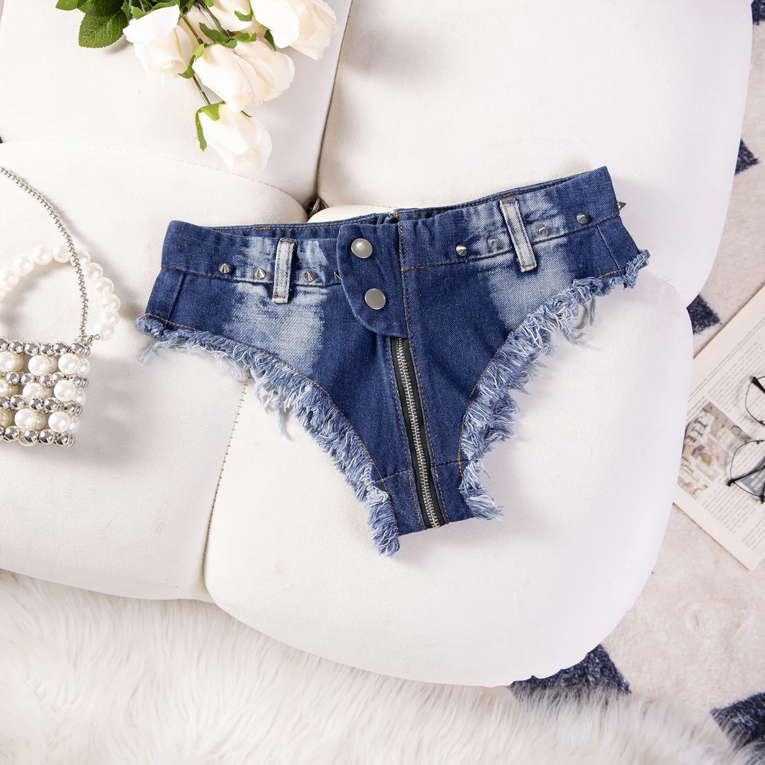 Herbst Neue Sexy Reißverschlüsse Open-datei Hüfte Quaste Denim Shorts frauen Nachtclub Jean Shorts