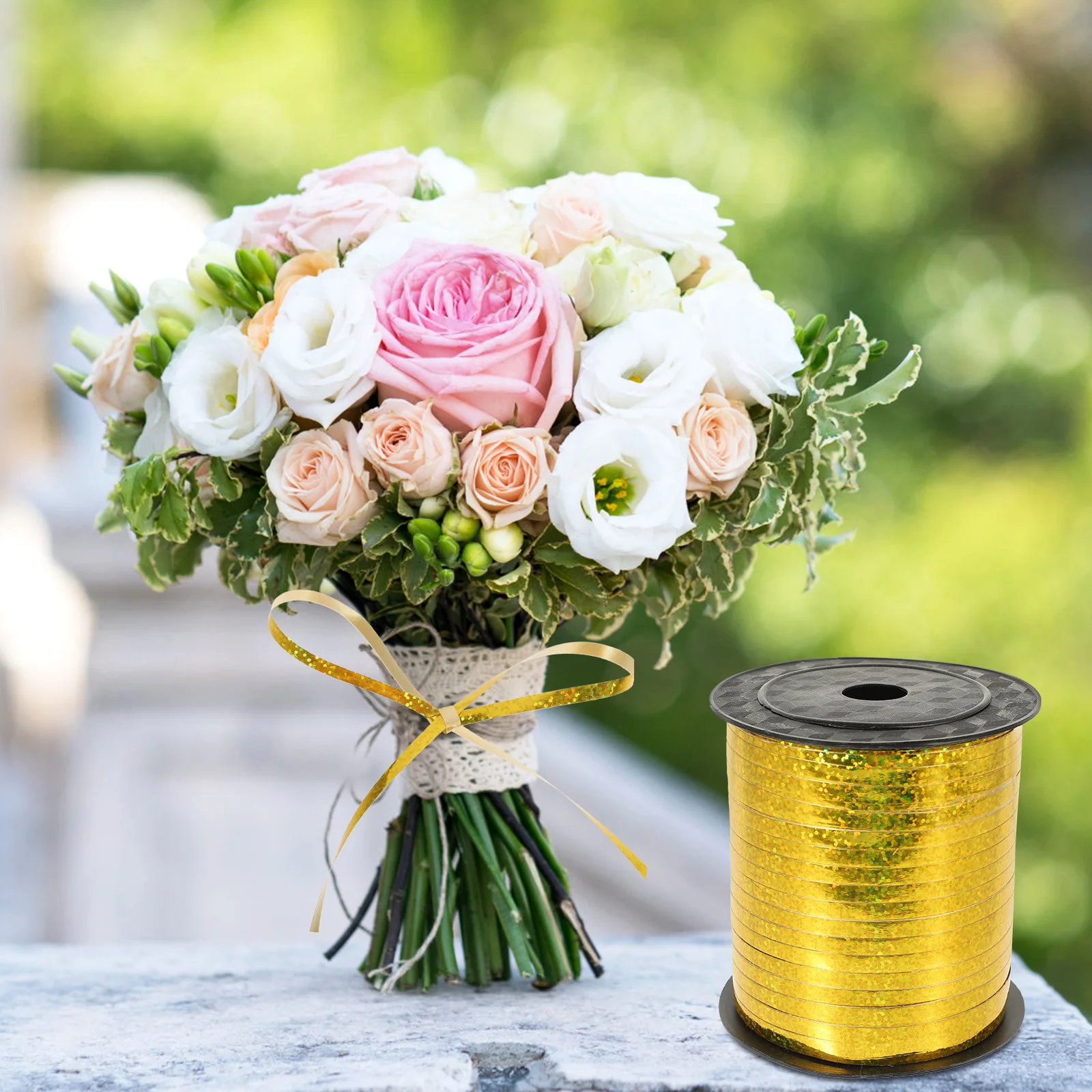 

1 Roll Diy Wrapping Party Balloon Gift Wrapping Festival Crafts Ribbon Decorative Metallic Curling Ribbon Packaging Elastic Band