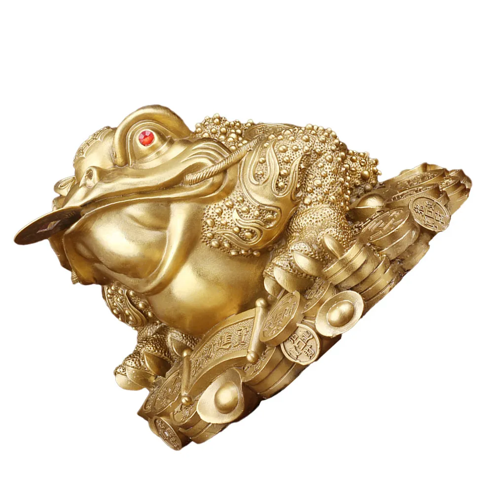 Copper Toad Ornament 3-Legged Money Toad Statue Desktop Decoration Office Home Car Decor Stable Non-Breakable Exquisite Craft