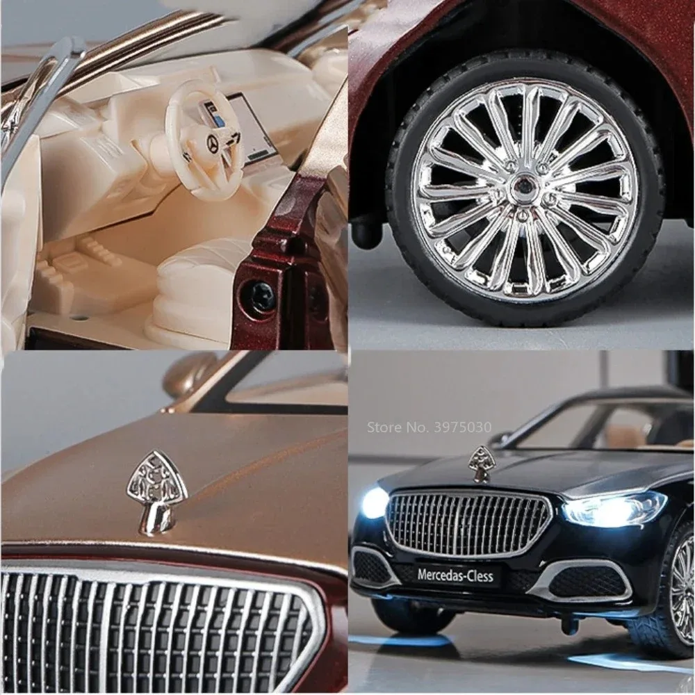 1:24 Maybach GLS600 Legierung Autos Miniaturmodelle Spielzeug Druckguss Fahrzeuge Modelle Sound Licht Zurückziehen Auto Dekoration für Kinder