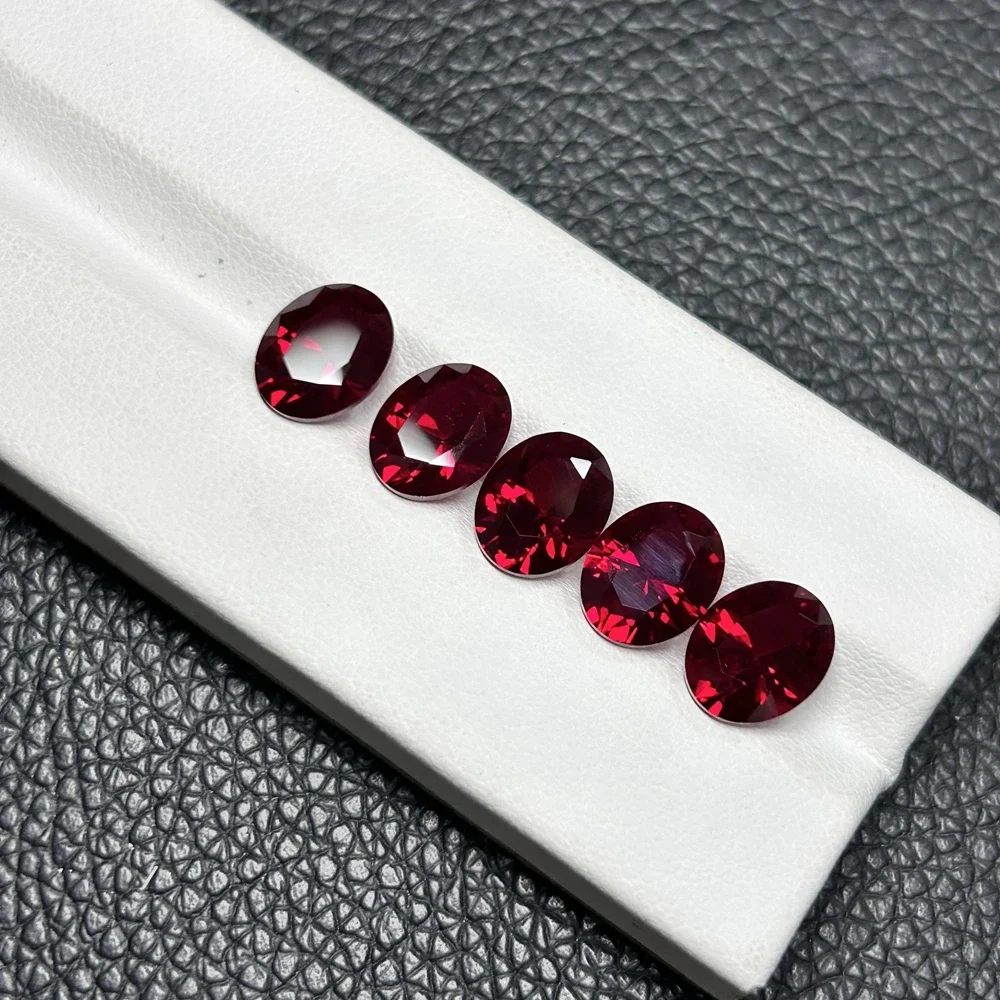 Meisidian Flame Melting Oval Cut Dark Pigeon Blood Red 8# Corundum Synthetic Ruby Gemstones for Jewelry Making