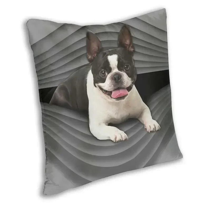 Boston Terrier Square Pillow Case Decoration Cute Puppy Cushion Cover Throw Pillow for Car Double-sided Printing