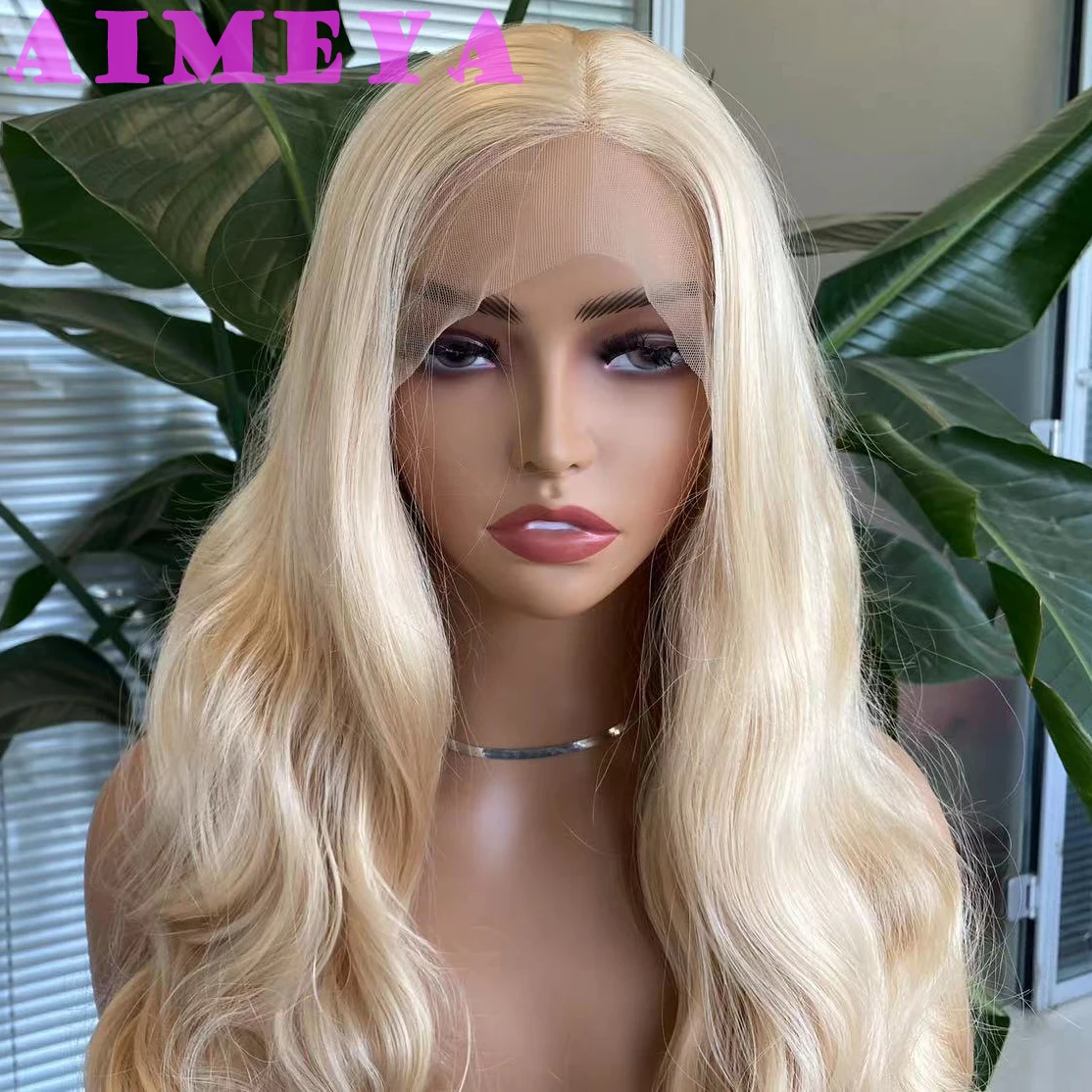 AIMEYA Blonde Wig Long Body Wave Lace Front Wig  Synthetic Lace Wig for Women Girl Heat Resistant Hair Cosplay Daily Use