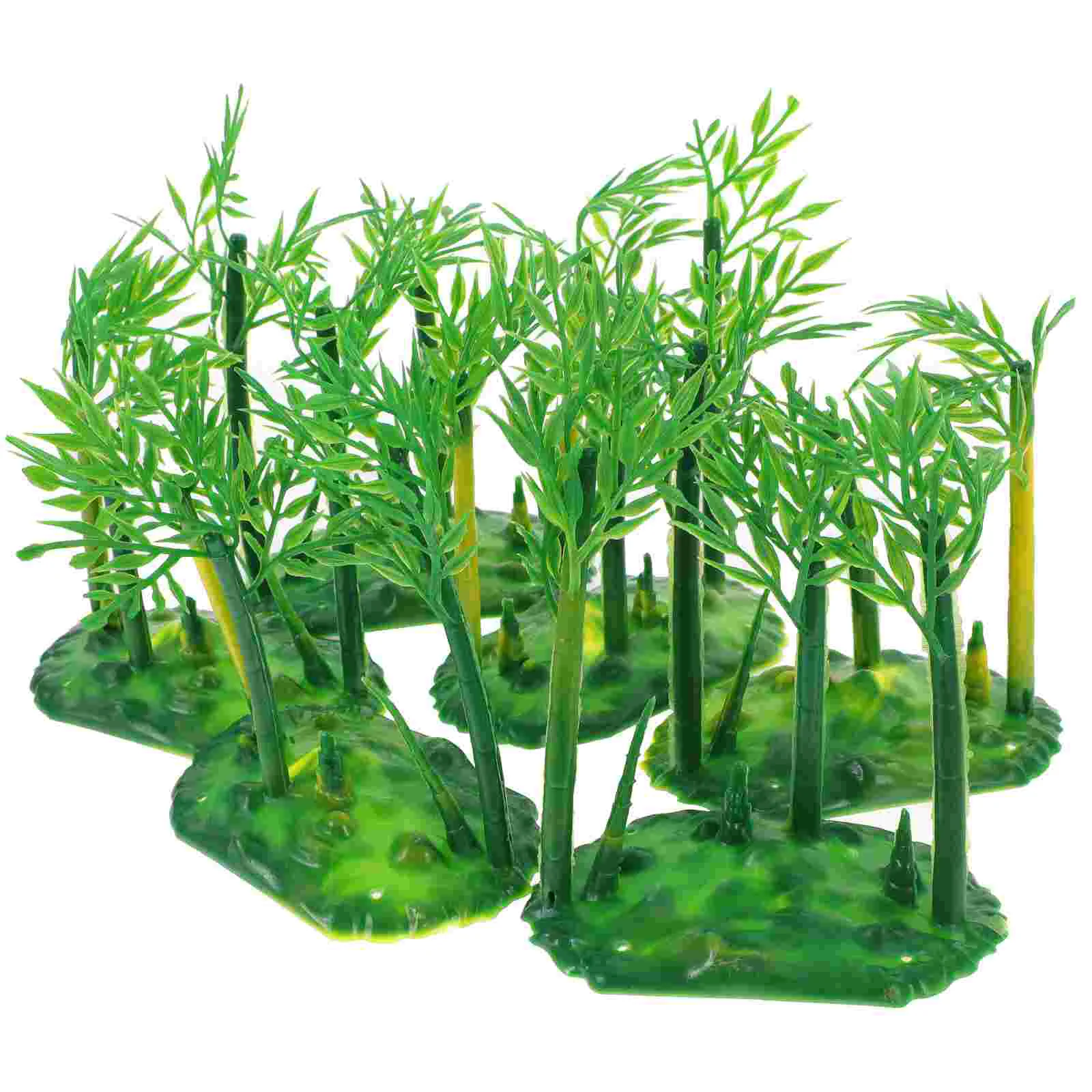 6 Pcs Plant Model Microlandscape Adornment Live Indoor Bonsai Bamboo Tree Small Decorate Sand Table Abs Realistic