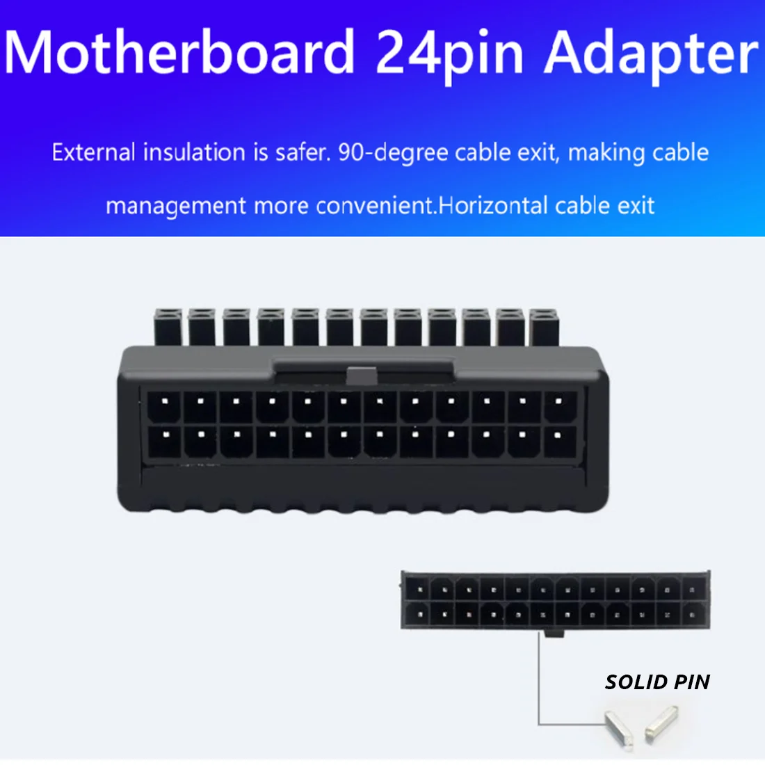 ATX 24 Pin To 90 Degree Power Plug Adapter Mainboard Motherboard Power Supply Cable Connectors DIY Mounting Accessessory-Y18A