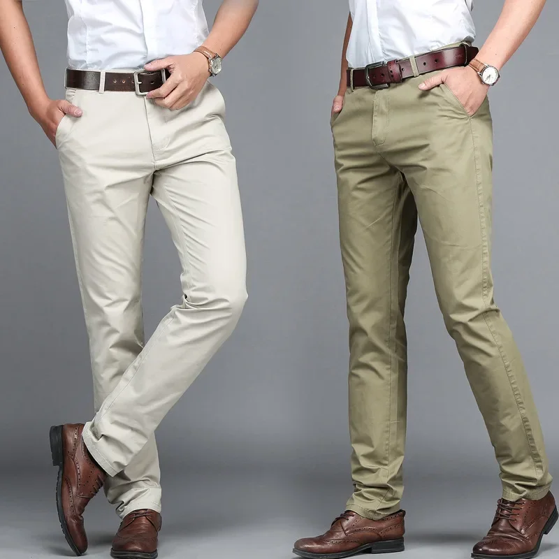 Spring Men Suit Pants Casual Office High Quality Cotton Trousers Business Pants for Men Wedding Party Dress Social Trousers