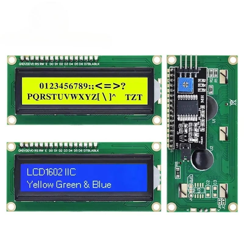 LCD1602 1602 LCD Display Blue/Yellow Green 5V 3.3V Solder Pin IIC/12C 1602A Module