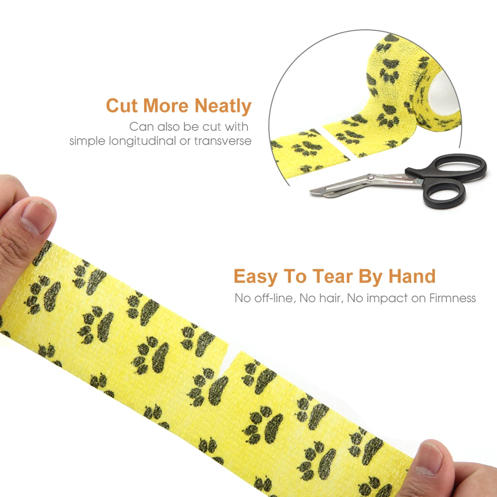 24 Rolls Pet Bandage Cohesive Bandage Self Adhering Stick Bandage Multi-Function Non-Woven Bandage Wrap Vet Tape for Animals