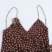 New Women's Clothing European And American Style Fashionable Simple Layered Decoration Polka Dot Sleeveless Suspender Dress - Image 3