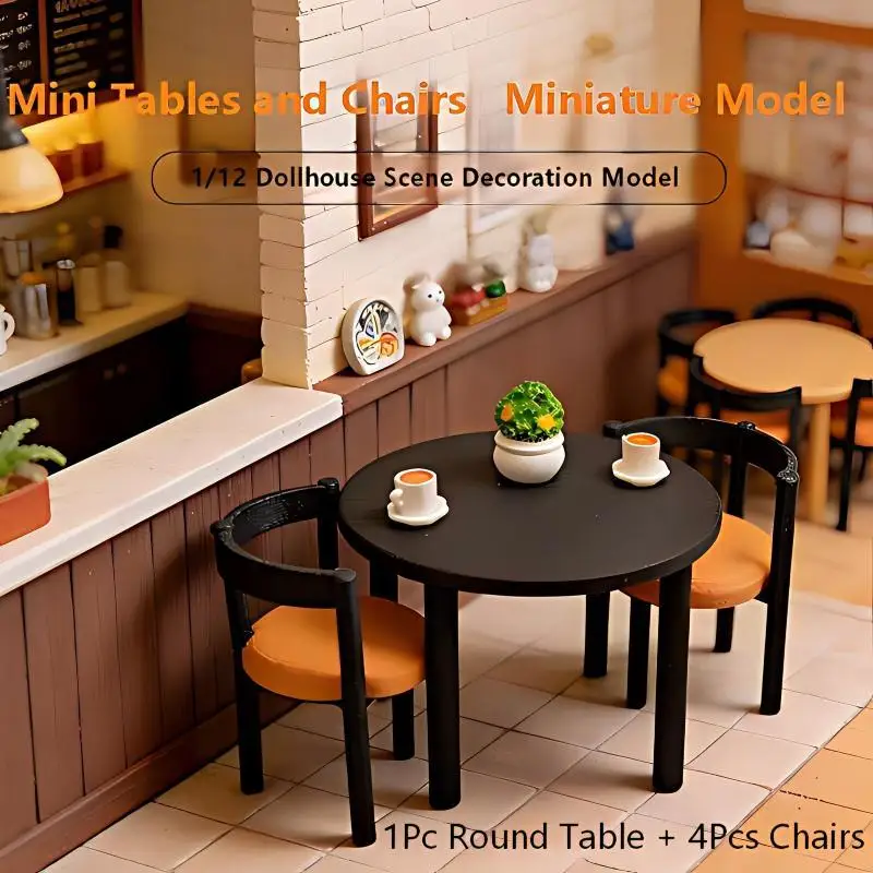 Miniature Dining Set 1Set 112 Dollhouse Table and Chair Furniture for Micro Scene Decoration Home Model DIY Craft