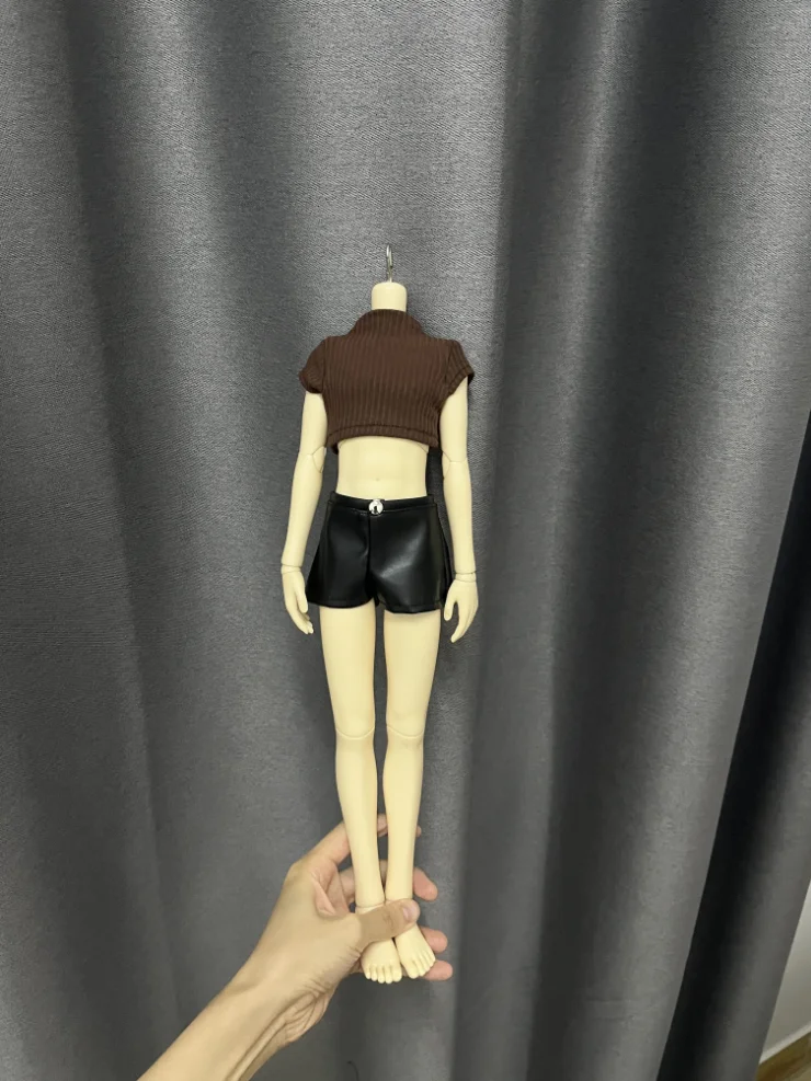 D09-P770 crianças brinquedo artesanal 1/3 SD10 1/4 MSD MDD CD2 BJD/SD roupas de boneca de malha mangas curtas calças de couro 1 peça