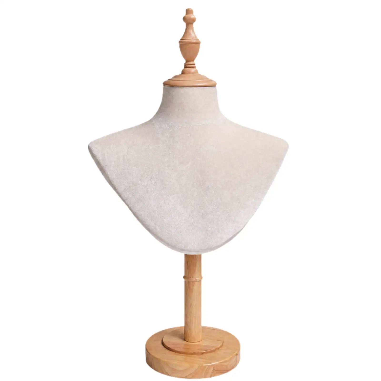 Bust-Form Display Mannequin Pin-Friendly clothCovered Bust Display with Adjustable Height Necklace Mannequin Holder