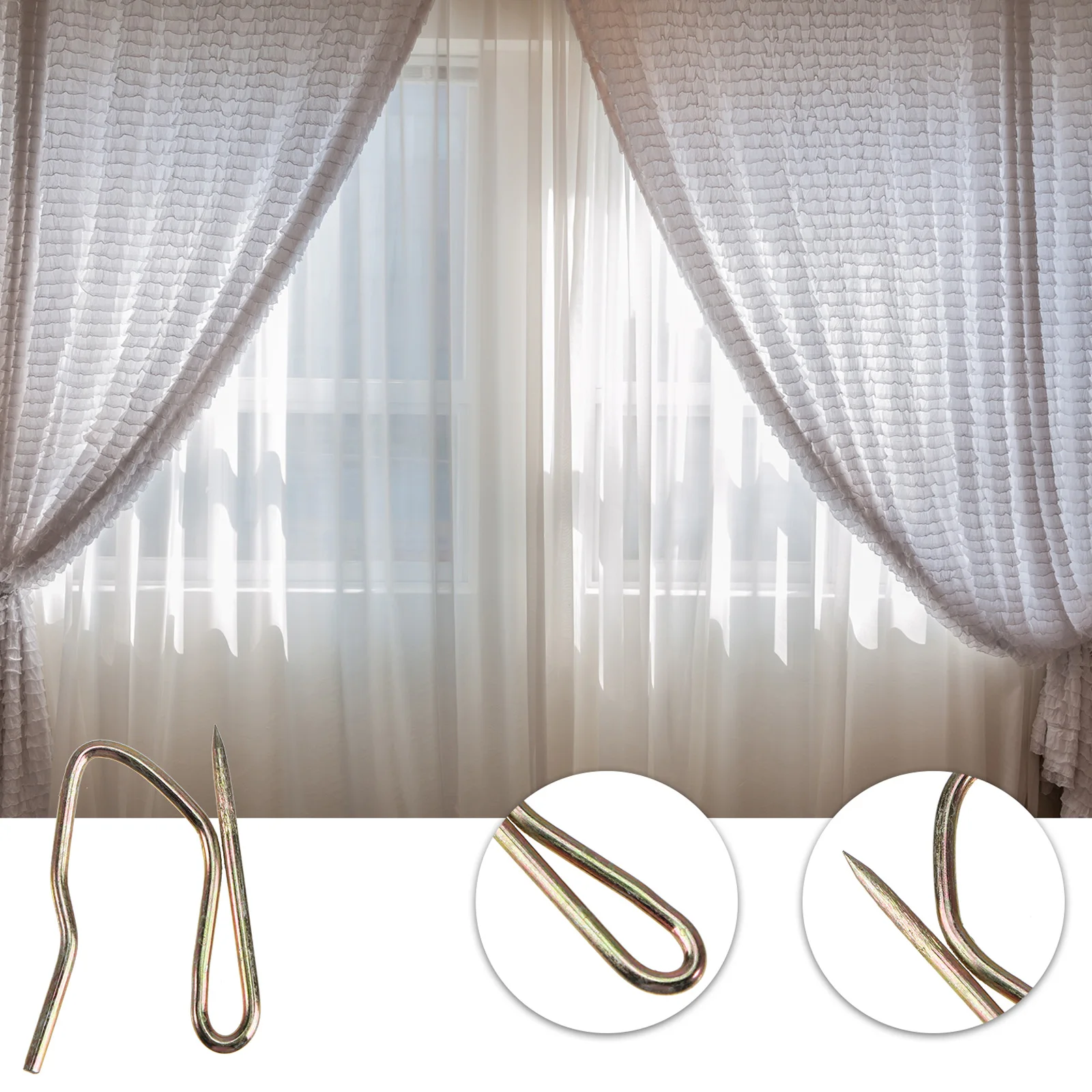 

Stainless Steel Curtain Hooks Bathroom Shower Accessories Strong Load Bearing Pleated Curtains Hardware