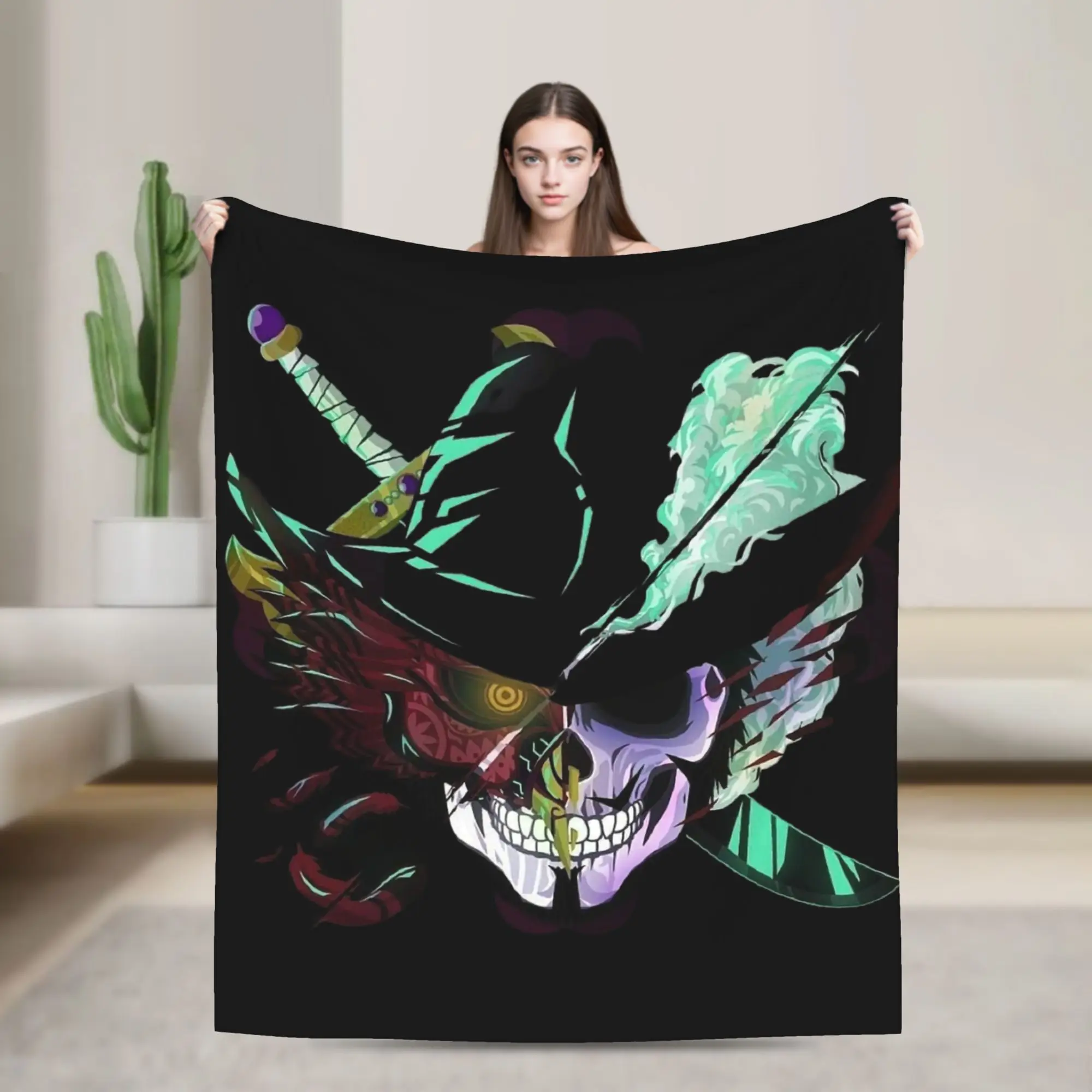 Custom One Pieces Pirates Skull Blankets Warm Flannel Anime Manga Japanese Throw Blanket for Bedding Couch Quilt