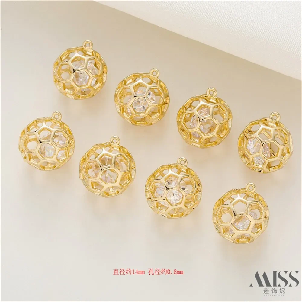 

14K Gold-wrapped Color-preserving Hollow Smart Zircon Pendant DIY Handmade Bracelet Necklace Pendant Jewelry Accessories