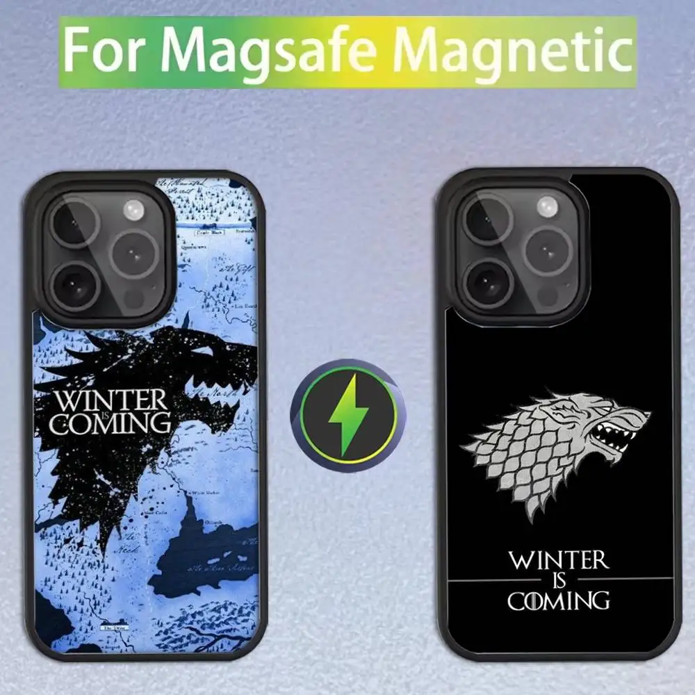

Чехол для телефона Winter Coming Stark для iPhone 16,15,14,13,12,11, Pro, Max, Plus, Mini, SE Magsafe с магнитной беспроводной зарядкой