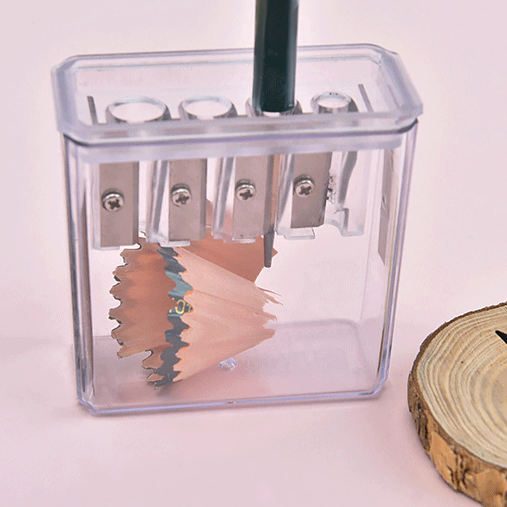 

4 Holes Pencil for Kids Manual School Metal Handheld Classroom Stationery Crayon Sharpener Mini Canister Student Pencil