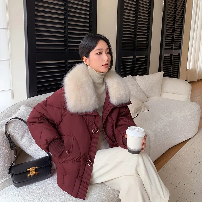 ファー襟付き 大きいサイズ レディース ゆったり 通勤スタイル 冬 エレガント 細見え 厚手 ショート丈 中綿ジャケット コート 取り外し可能