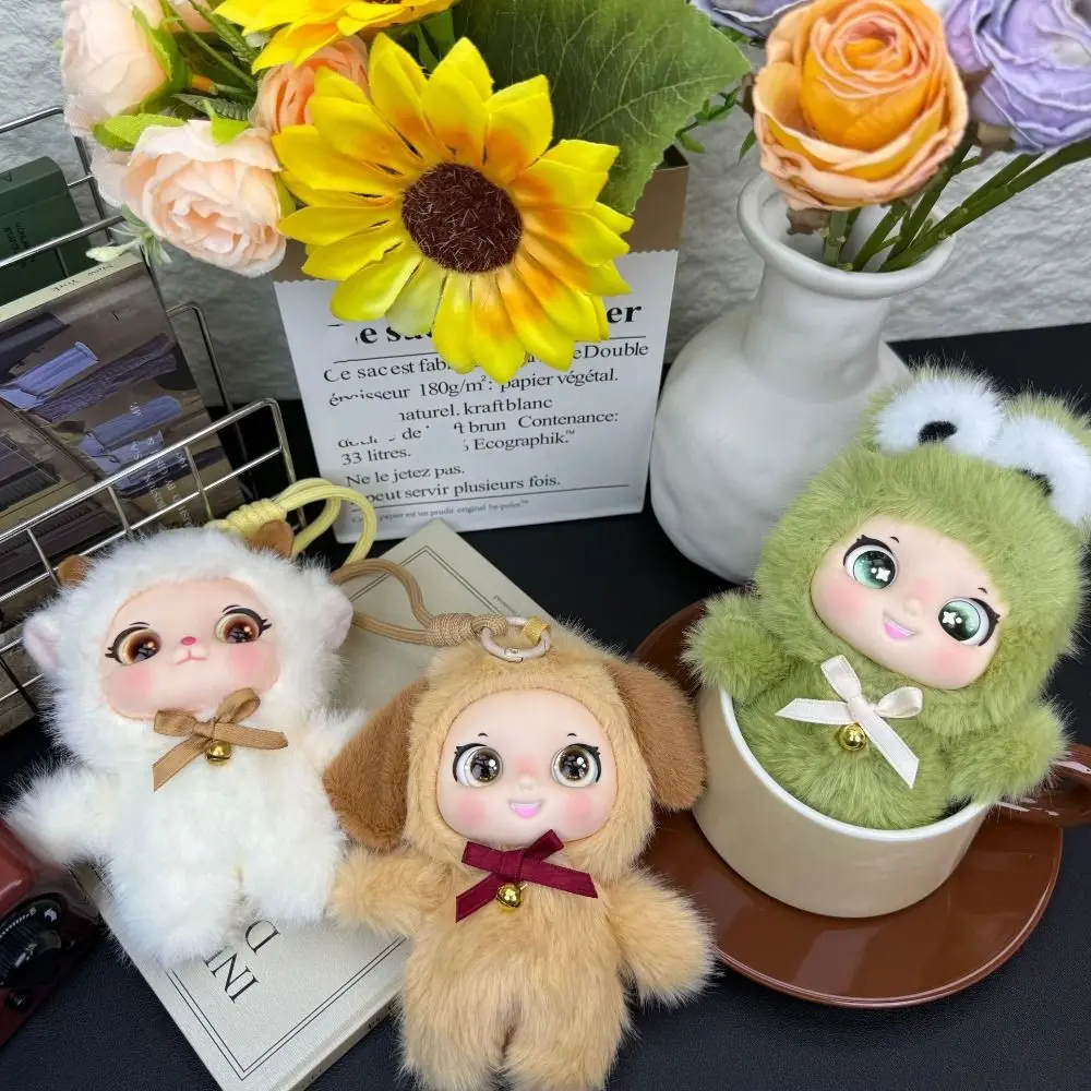Stuffed Animal Rabbit Bear Vinyl Face Family Series Sheep Dog Animals Pendant Kawaii 15cm Forest Backpack Decoration