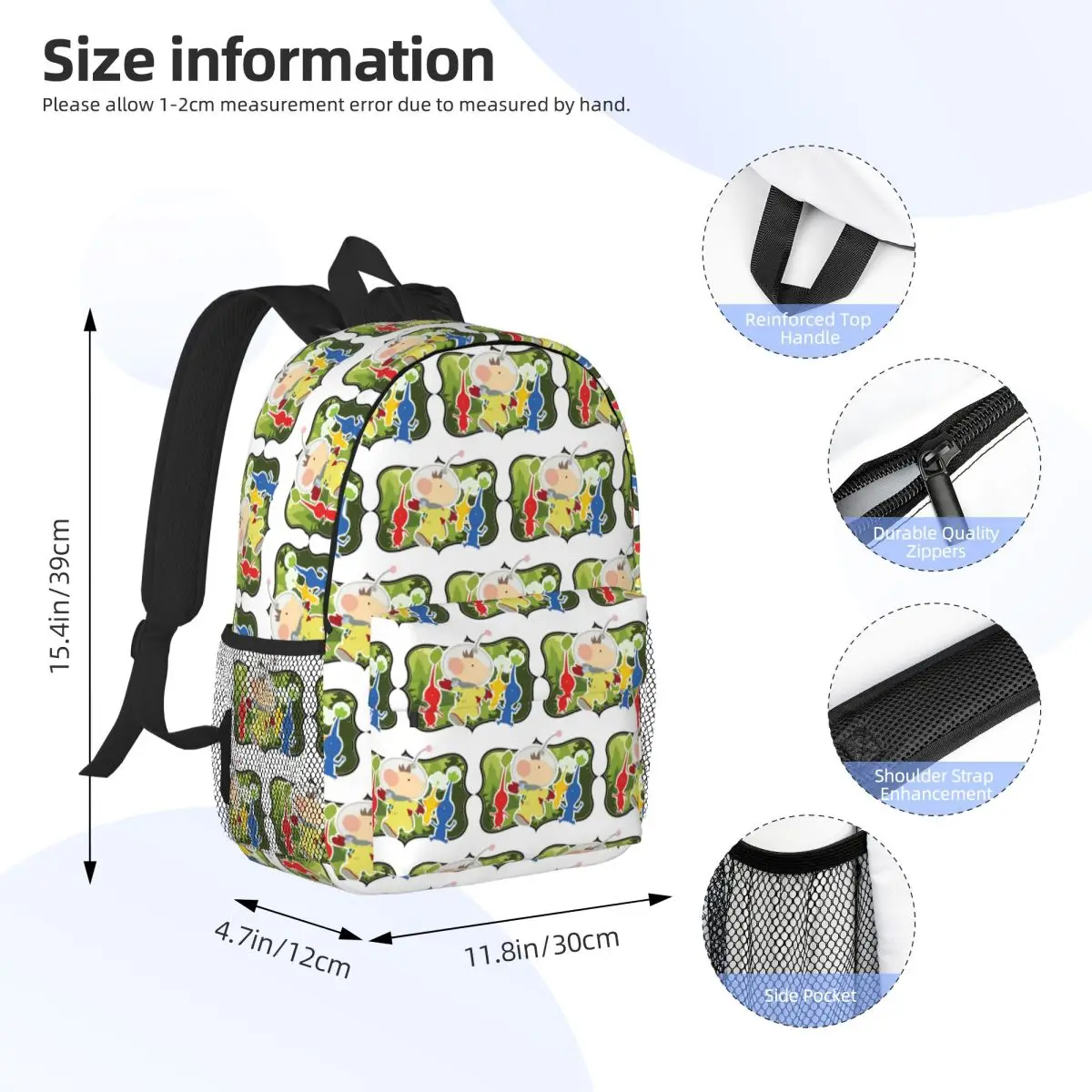 Pikmin 3 Captain Olimar Forest Design Backpack Student BookBag Children School Bag Computer Shoulder Bags for Men Women