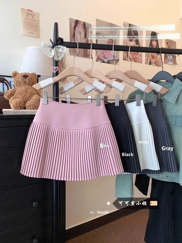 

Юбка А-силуэта с высокой талией, женская, весенняя новинка, корейский стиль, плиссированная, облегающая, стройнящая, модная короткая юбка