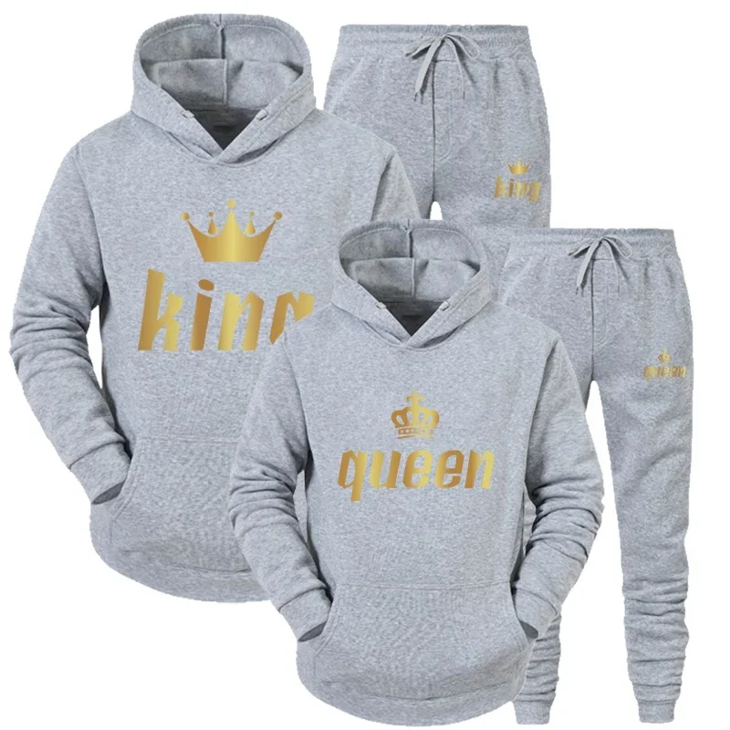 2024 Newest Printed Long Sleeve Hoodies Set Printed Queen King Couple Sweatshirt Plus Size Hoodies Trend Couple Hoodie Set S-3xl