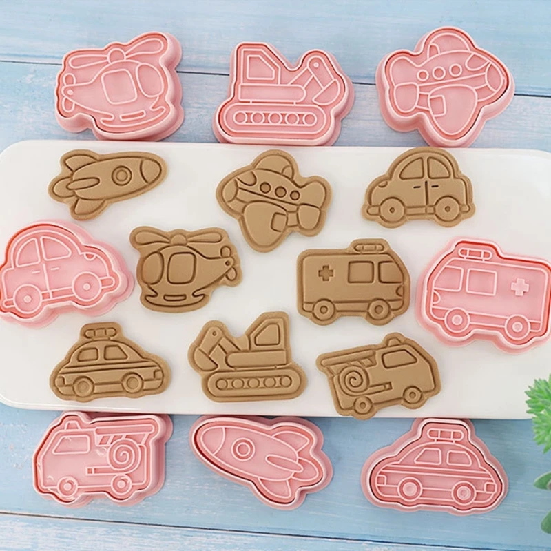 24pcs Cartoon Transport Biscuits Molds Cookie Press Molds DIY Kitchen Accessories Cookie Cutters Set Cookie Cutters