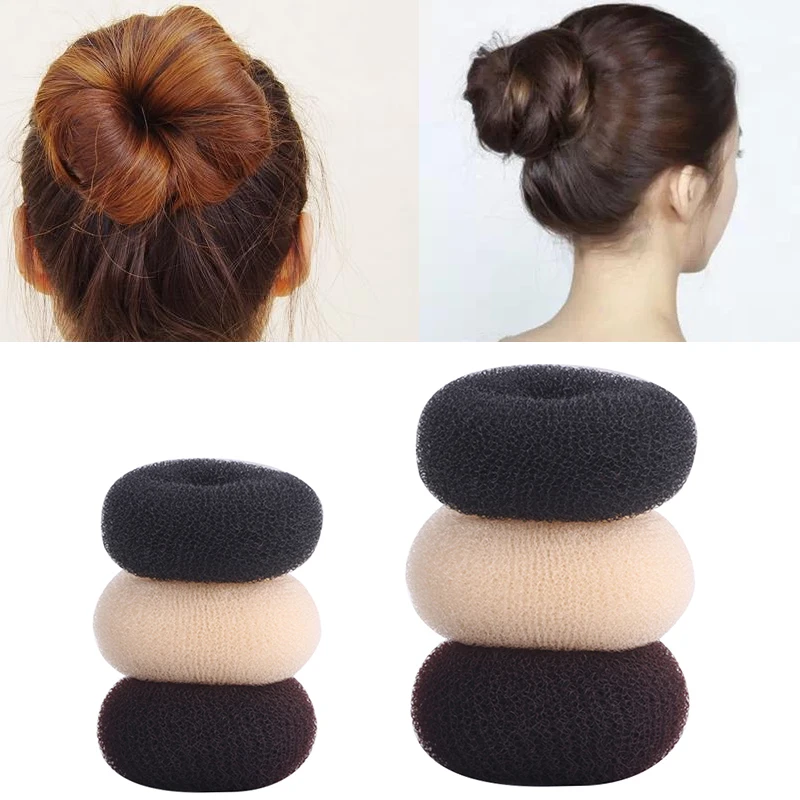 M L negro/marrón/Marfil moño para el cabello Donut Bagel para herramientas para el cabello horquilla accesorios para el cabello para mujeres trenzas de peinado