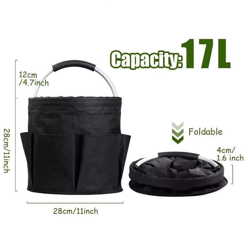 17L Portable Foldable Picnic Basket Multifunctional Storage Wash Bag Shopping Basket Cleaning Tool Bag with Handle