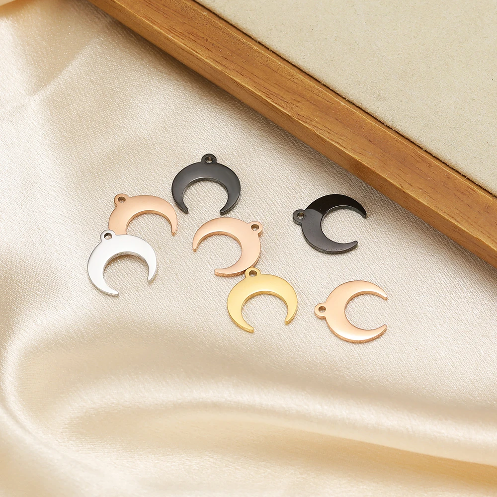 5 قطعة 15 مللي متر القمر السحر الفولاذ المقاوم للصدأ البولندية الثور القرن المعلقات DIY بها بنفسك مجوهرات الأزياء صنع قلادة القرط لوازم بالجملة