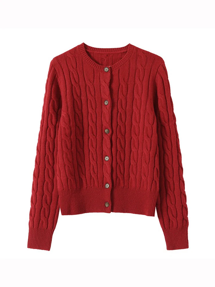 

Wool Cable Knit Cardigan Women Sweater