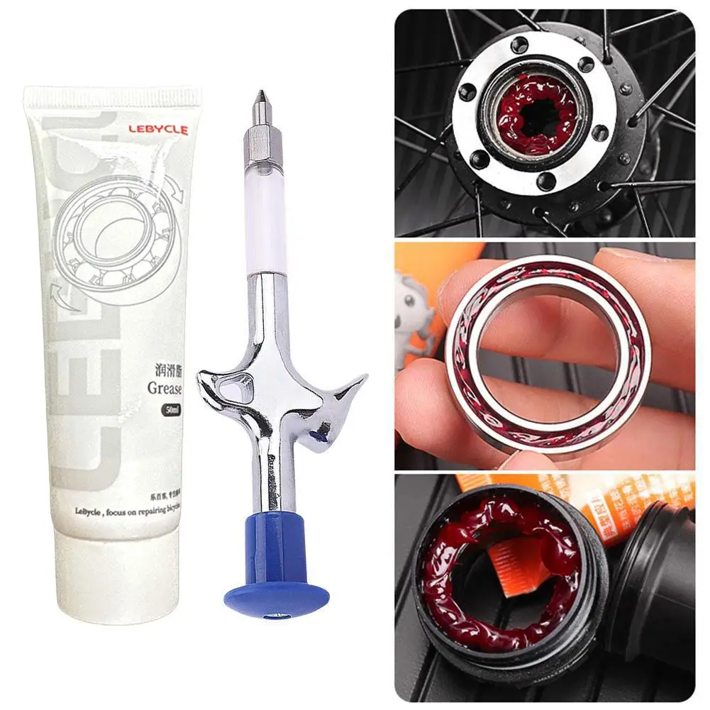 Bicycle Aluminum Grease Gun Alloy MTB Bike Bearing Hub Grease Syringe Bicycle Oil Lubricant for Hub Bottom Ball Bearing Grease